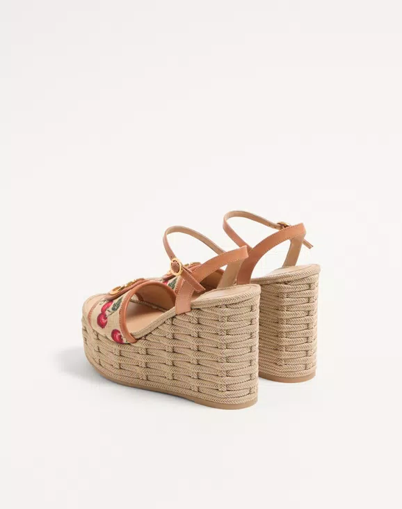 Valentino Vlogo Signature Cherryfic Pattern Wedge Sandal 120Mm - Image 5